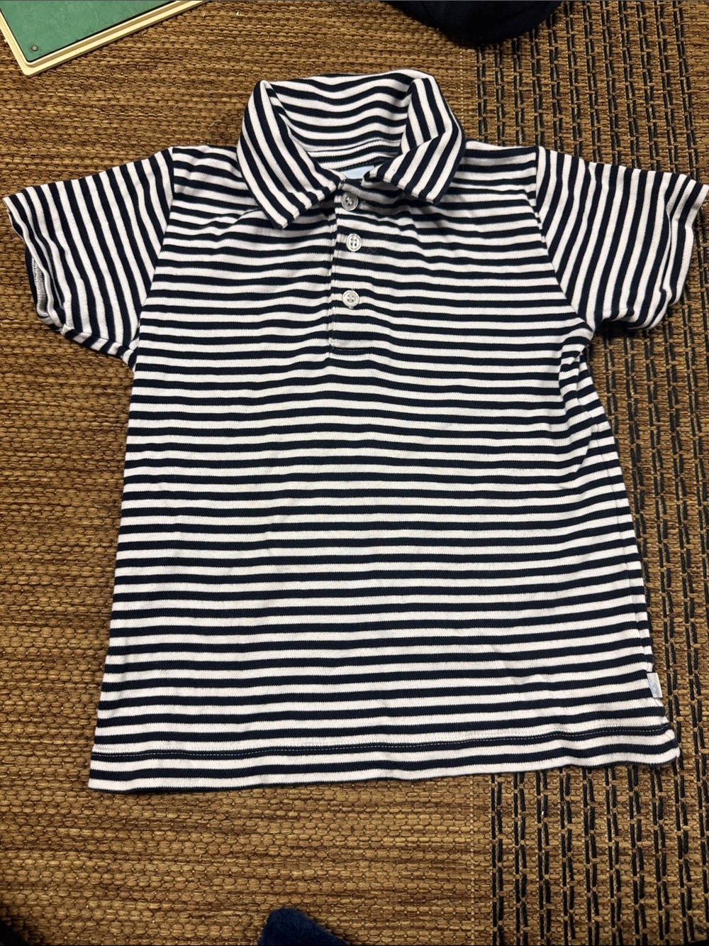 bella bliss Navy & White Striped Polo